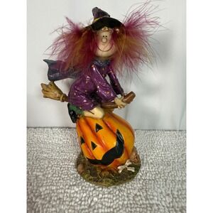 Studio 33 Halloween Witch on Pumpkin‎ Figurine Spooky Season Decor